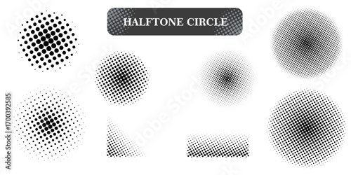 Dynamic halftone dot patterns offer retro modern graphic design elements for creative projects