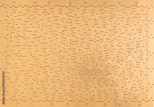 Golden solved jigsaw puzzle, blank pattern abstract textured backdrop for product or text placement