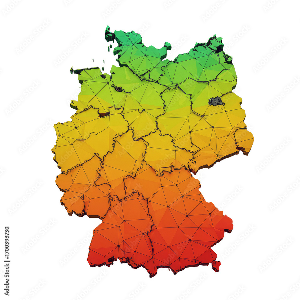 Obraz premium Germany Map Illustration Geometric Polygon Abstract Colorful Design