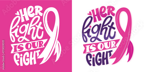 Hand drawn doodle lettering quote about Pink october, breast cancer awareness. Lettering for t-shirt design, mug print, bag print, clothes fashion. 100% hand drawn vector image.