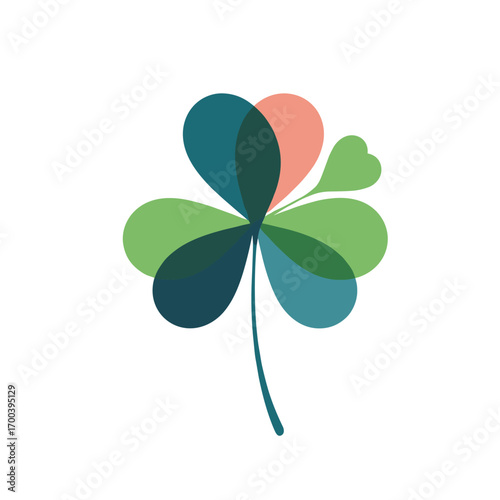 Elegant clover symbol representing luck and growth abstract design