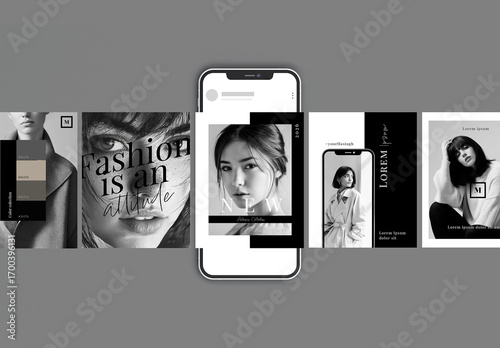 Aesthetic Black and White Social Media Post Set