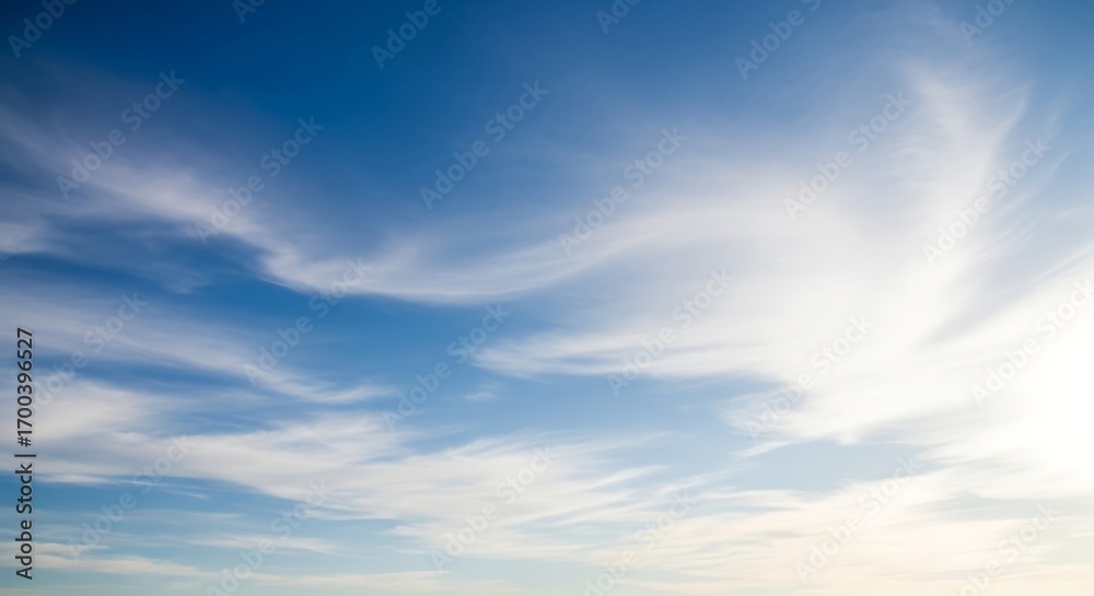 Obraz premium Blue Sky with Wispy Clouds and Bright Sunlight.