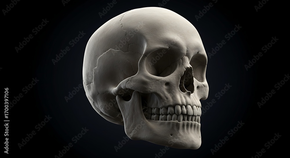 Fototapeta premium Anatomical Skull Study: Human Cranium in Detail