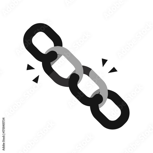 Broken Chain Link Symbol on White Background connection