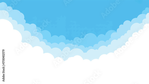 Vector art of layered white clouds against a clear blue sky background