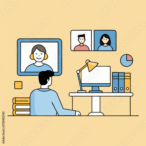 Remote Work Video Conferencing Concept