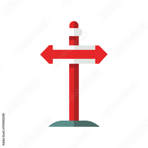 Red and white directional signpost with arrows Keywords: signpost, direction, arrow, choice