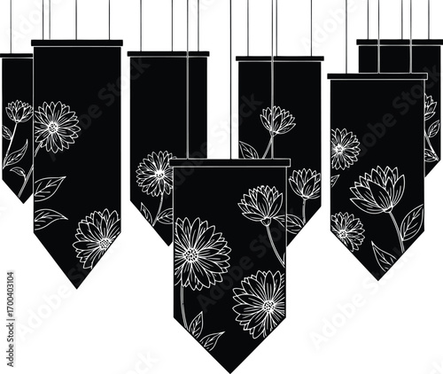Elegant dandelion pattern hanging banners decorative elements for sophisticated designs transparent background
