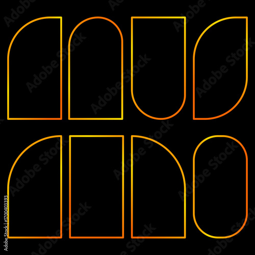 Set of art deco golden gradient frames. Vector  illustration. 