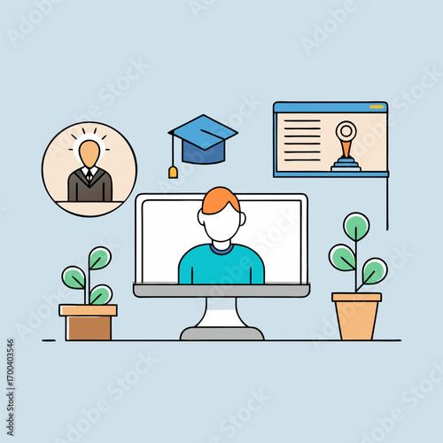 Online Education Vector Illustration