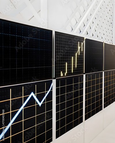  Trading Floor with Solar Energy Stock Market Growth in 8K HDR