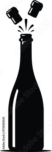 Champagne bottle cork popping celebration festive beverage sparking wine alcohol transparent background