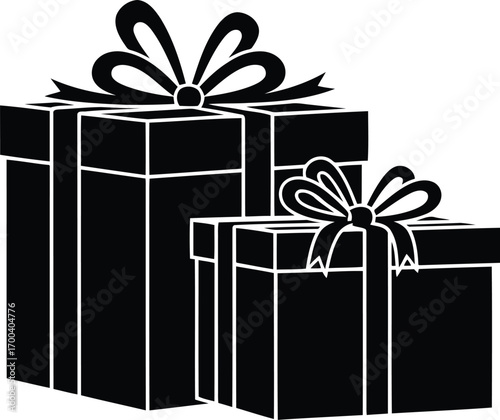 Two decorative gift boxes with ribbons and bows for celebration and surprise transparent background