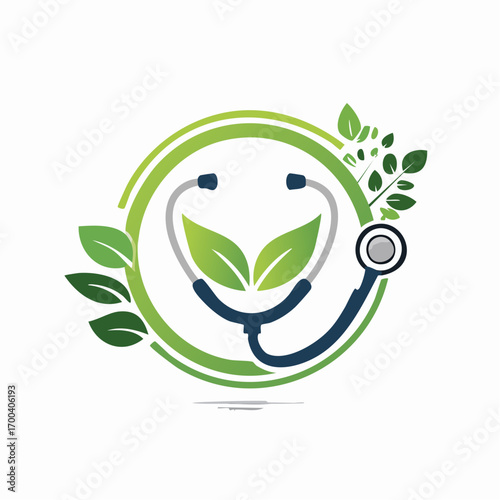 Holistic Healthcare Emblem: A Harmonious Blend of Nature and Medical Technology