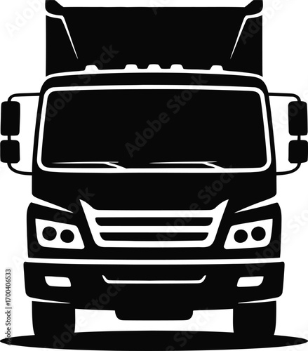 Heavy Truck Front View Silhouette