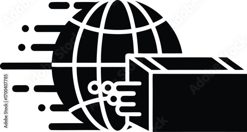 Global shipping and delivery icon representing fast international logistics and e-commerce transparent background