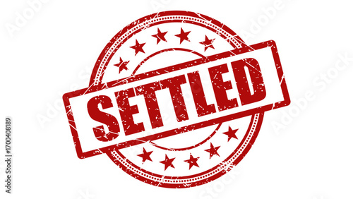 Settled red stamp with grunge texture