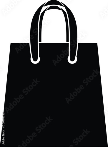 Simple black shopping bag icon for retail and e-commerce promotions and design transparent background