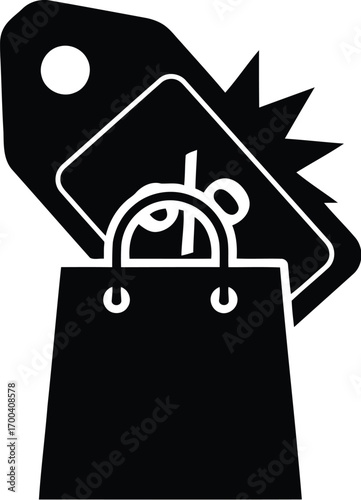 Shopping bag and price tag icon symbolizing sales and discounts for online and retail stores transparent background
