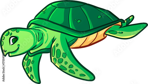 Colored vector illustration of a green Tortoise for coloring pages