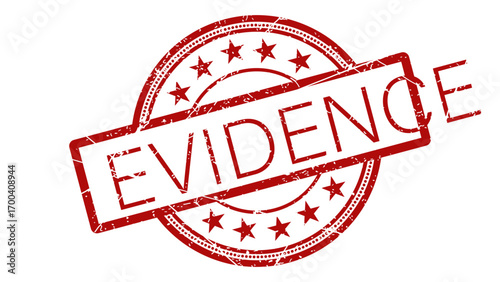 Evidence red stamp with grunge texture