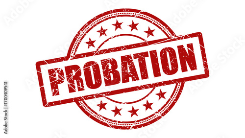 Probation red stamp with grunge texture