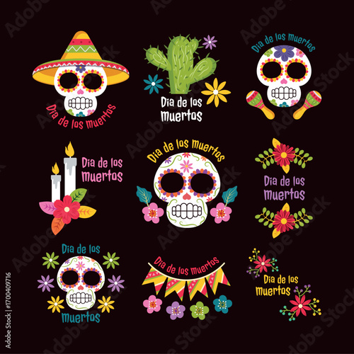 Halloween Dia de los muertos or Day of The Dead Icon