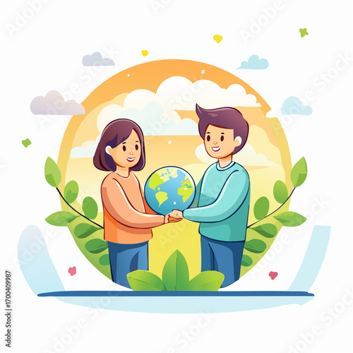 Illustration showcasing environmental stewardship and the shared responsibility for global sustainability