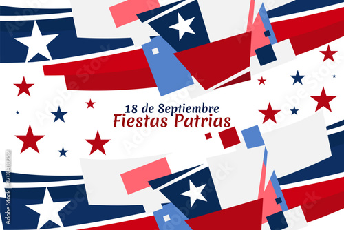 Translate: September 18, National holiday. Happy Independence day of Chile vector illustration. Suitable for greeting card, poster and banner.