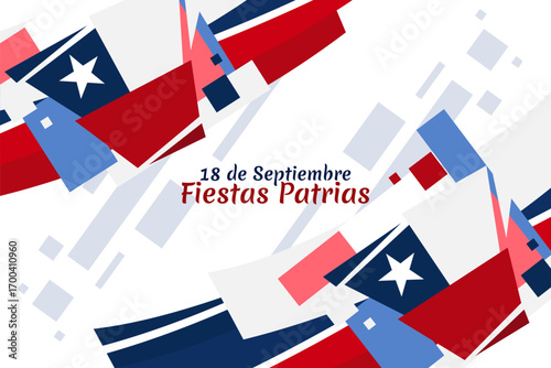 Translate: September 18, National holiday. Happy Independence day of Chile vector illustration. Suitable for greeting card, poster and banner.