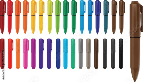 collection of colorful pen barrels or pen caps**, likely used for art markers, felt-tip pens, or gel pens. Here's a closer look at the image details: