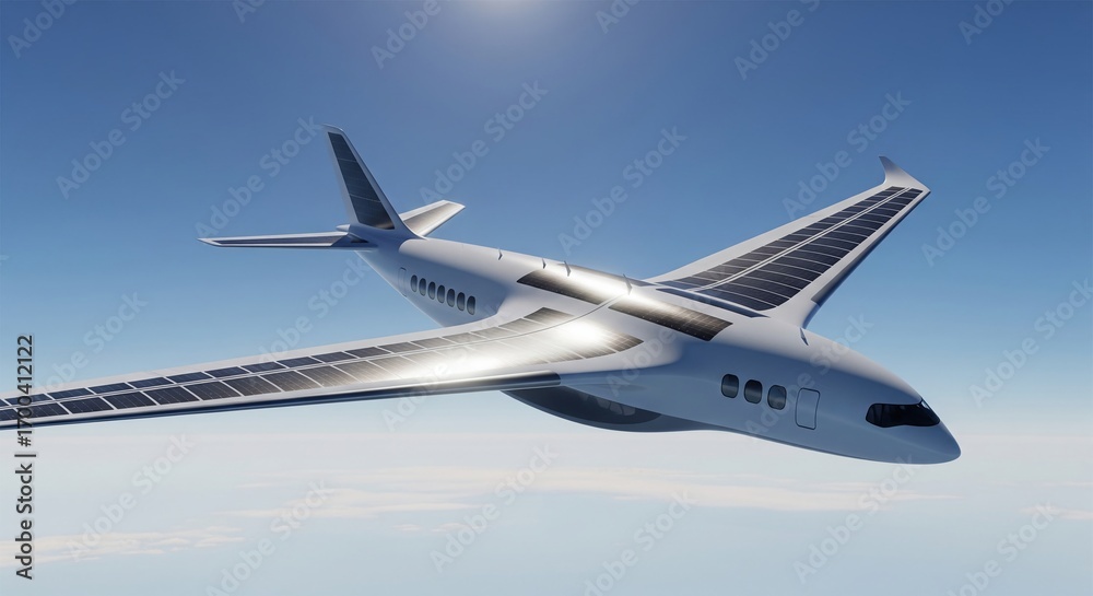 Obraz premium Futuristic Solar Plane Design Concept for Sustainable Air Travel