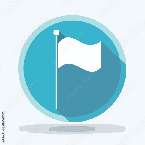 Isolated flag icon within a blue circle, design element for various digital uses
