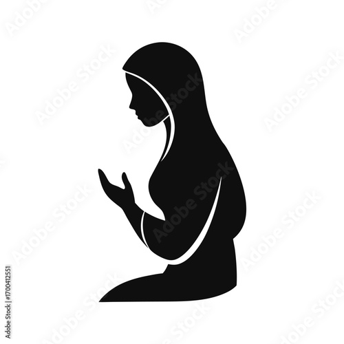 Woman in Hijab Praying Silhouette prayer muslim