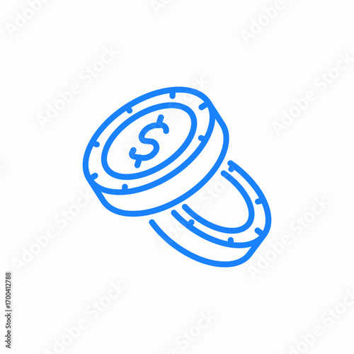 two dollar coins icon sign vector