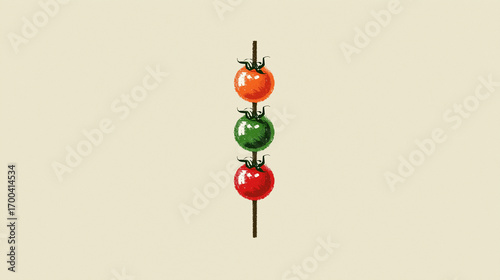 Tomatoes on Stick Illustration for Food, Culinary and Healthy Eating Themes