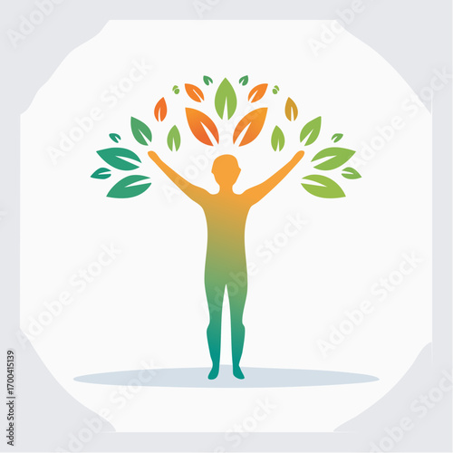 Symbolic depiction of human flourishing, growth, connection with nature and wellbeing