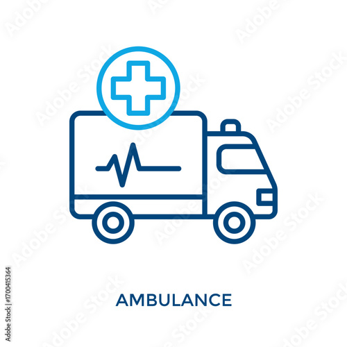 Ambulance Icon Outline Color Style. Vector Illustration For Graphic Design