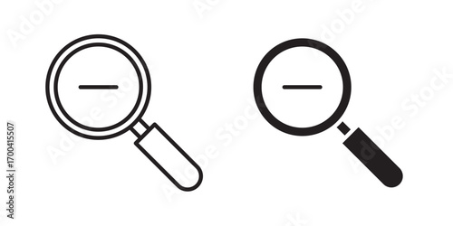 Zoom out icon. user interface element for app and web .Vector illustration with stroke and fill on a white background.