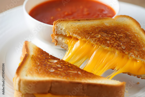 Delicious grilled cheese sandwich with tomato soup perfect comfort food meal