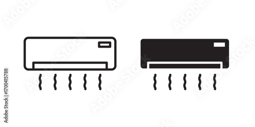 Air conditioner icon. Vector illustration with stroke and fill on a white background.
