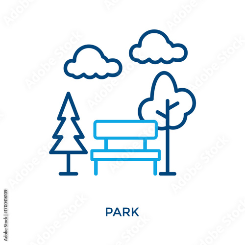 Park Icon Outline Color Style. Vector Illustration For Graphic Design