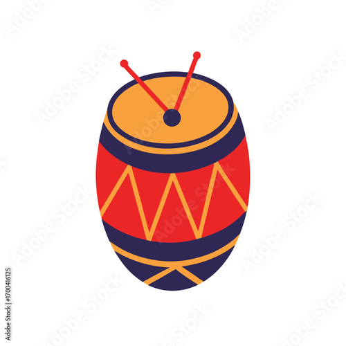 Colorful Drum With Sticks Keywords: drum, musical instrument, percussion, music, sound, rhythm