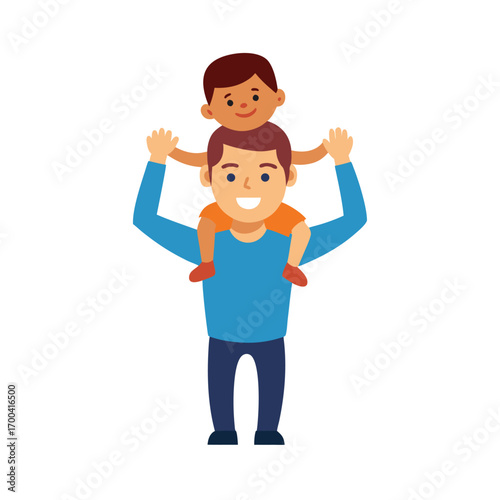 Father Carrying Child On Shoulders Keywords: father, child, son, dad, parent, family, carrying