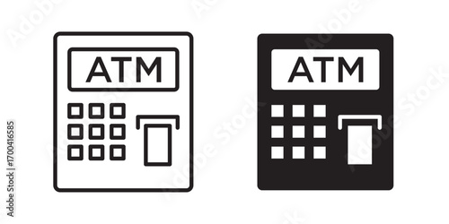 ATM icon. for banking apps and websites. Vector illustration with stroke and fill on a white background.