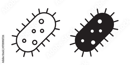 Bacteria icon. Virus, germ and microorganism type and super bug icon. Vector illustration with stroke and fill on a white background.