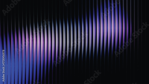 Holographic reeded glass background. Abstract glossy effect backdrop. Ribbed glass with gradient light.