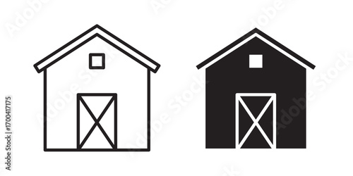 Barn icon.  for farm apps and websites. Vector illustration with stroke and fill on a white background.