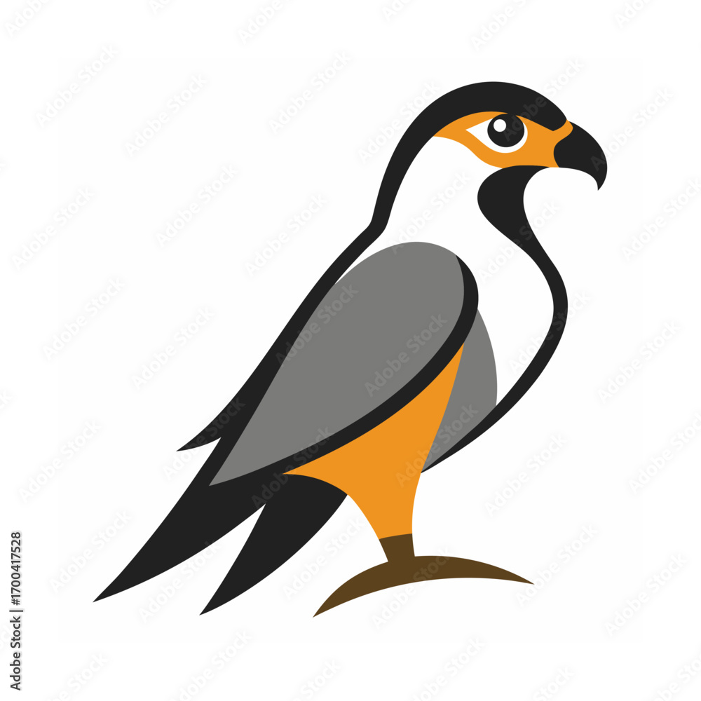 Fototapeta premium Stylized falcon in profile view bird raptor